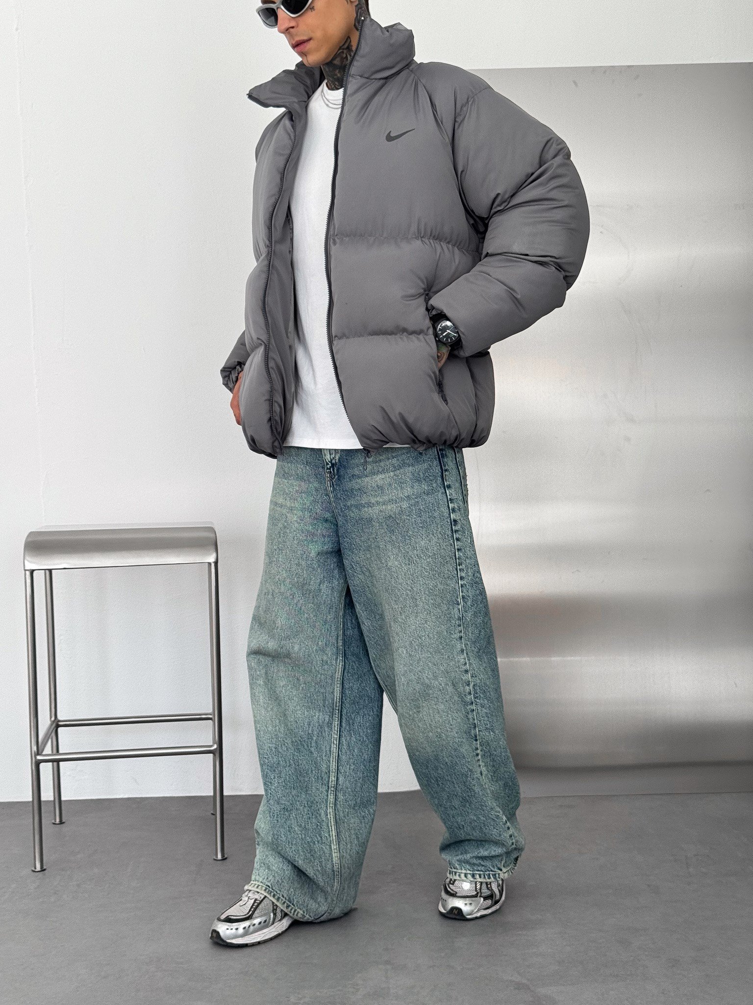 GRİ NİKE PUFFER MONT