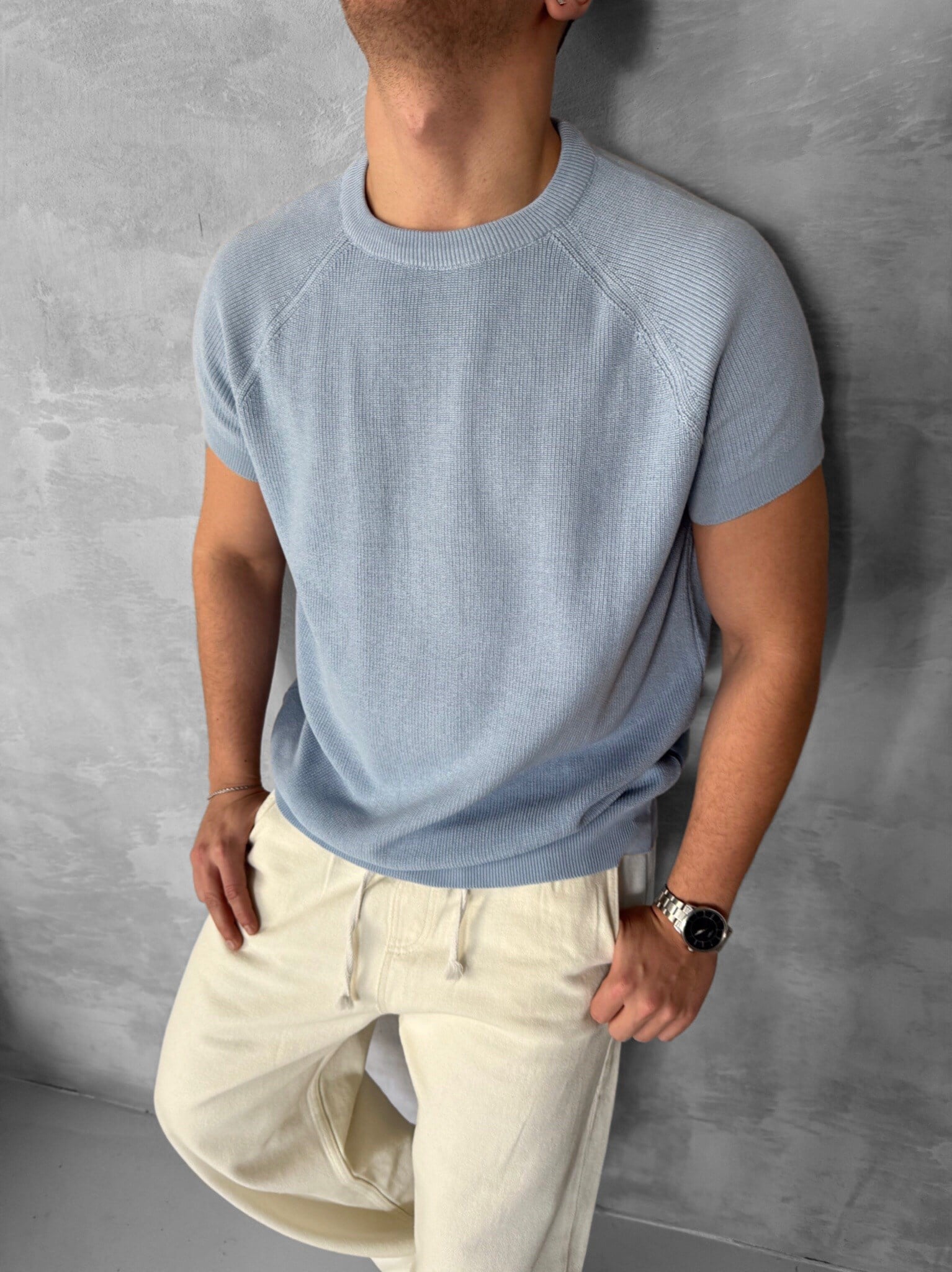 Kahve Bisiklet Yaka Triko Tshirt
