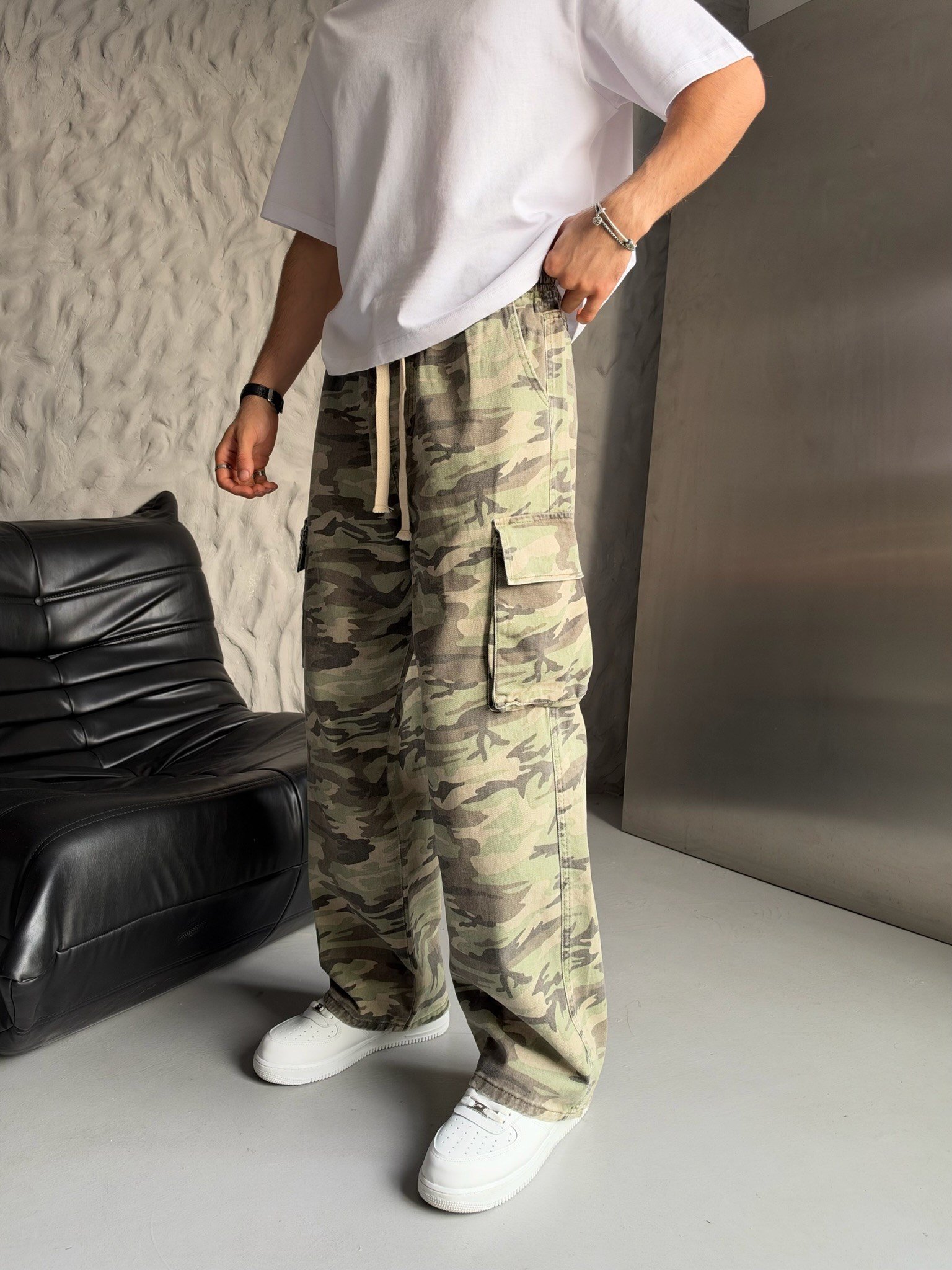 KAMUFLAJ ÇİFT  KARGO CEPLİ BAGGY PANTOLON