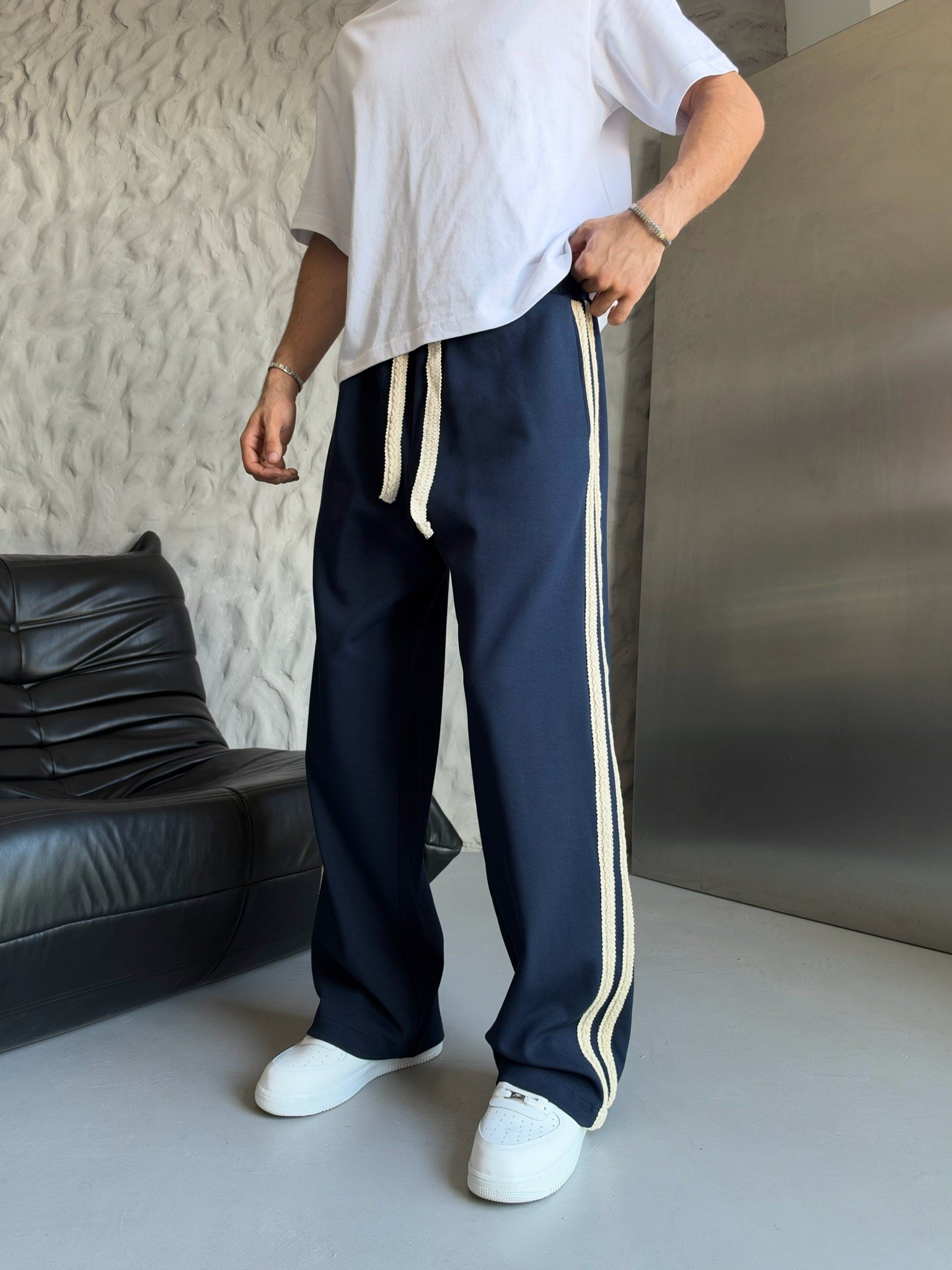 LACİVERT HASIRLI BAGGY EŞOFMAN