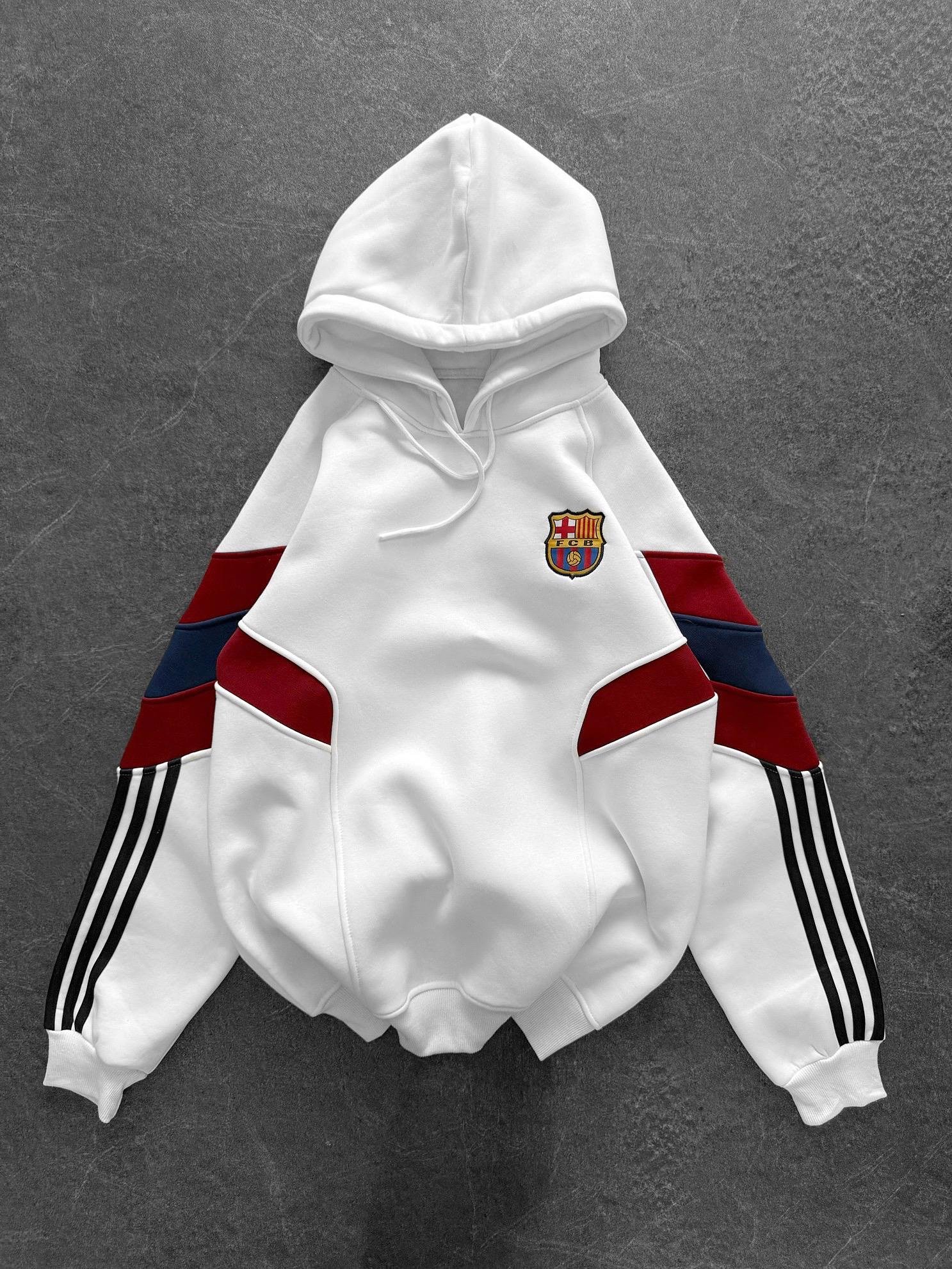 Parça Barça Kapüşonlu Sweat Beyaz