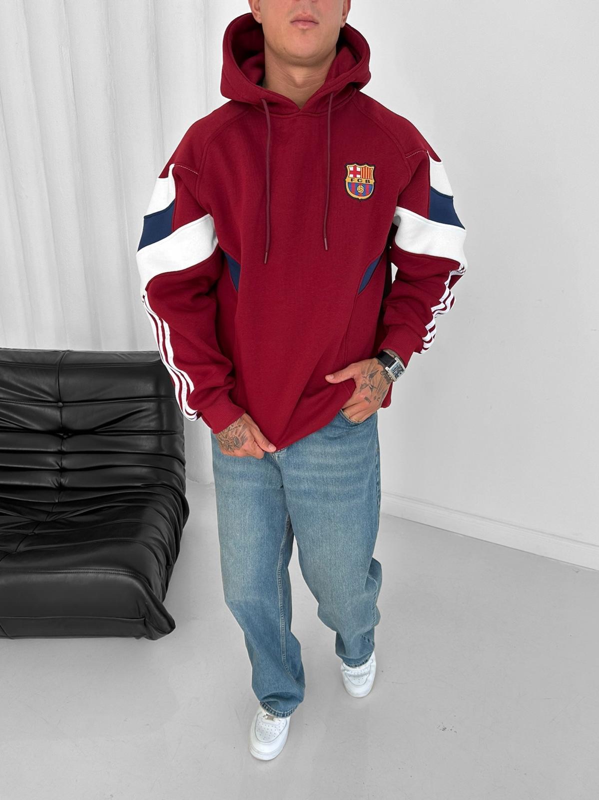Parça Barça Kapüşonlu Sweat Bordo