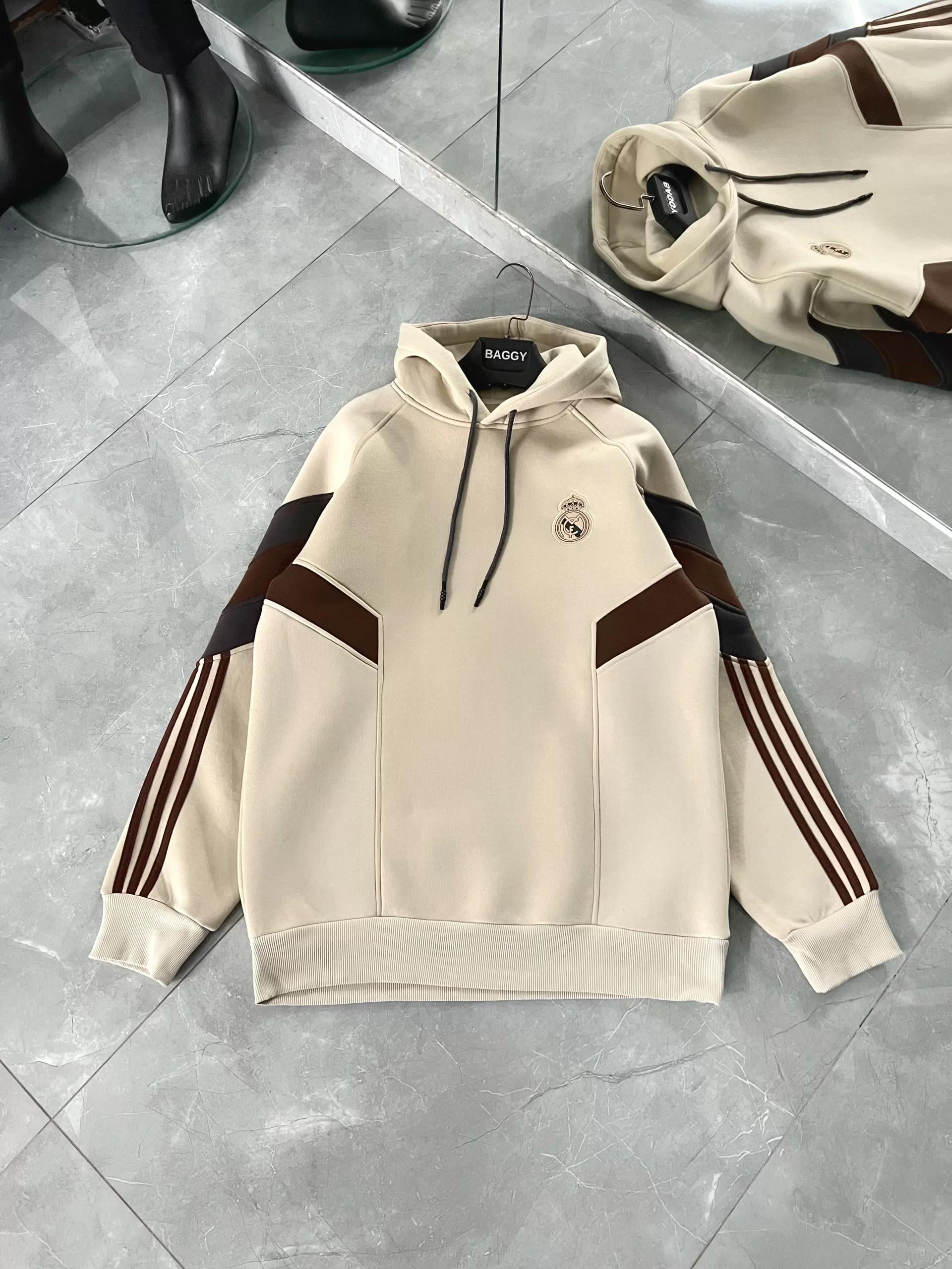 Parça Real Kapüşonlu Sweat Krem