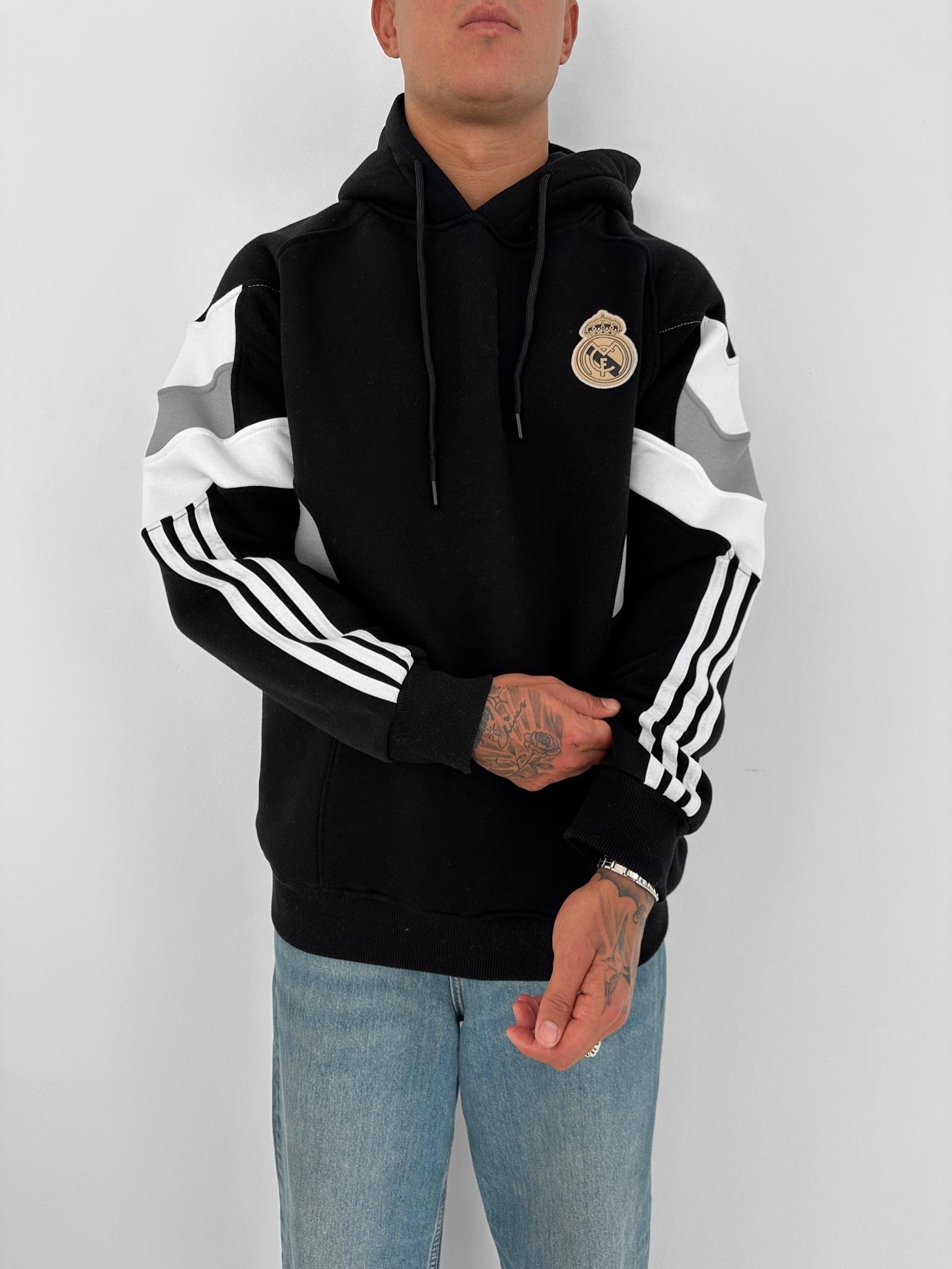 Parça Real Kapüşonlu Sweat Siyah