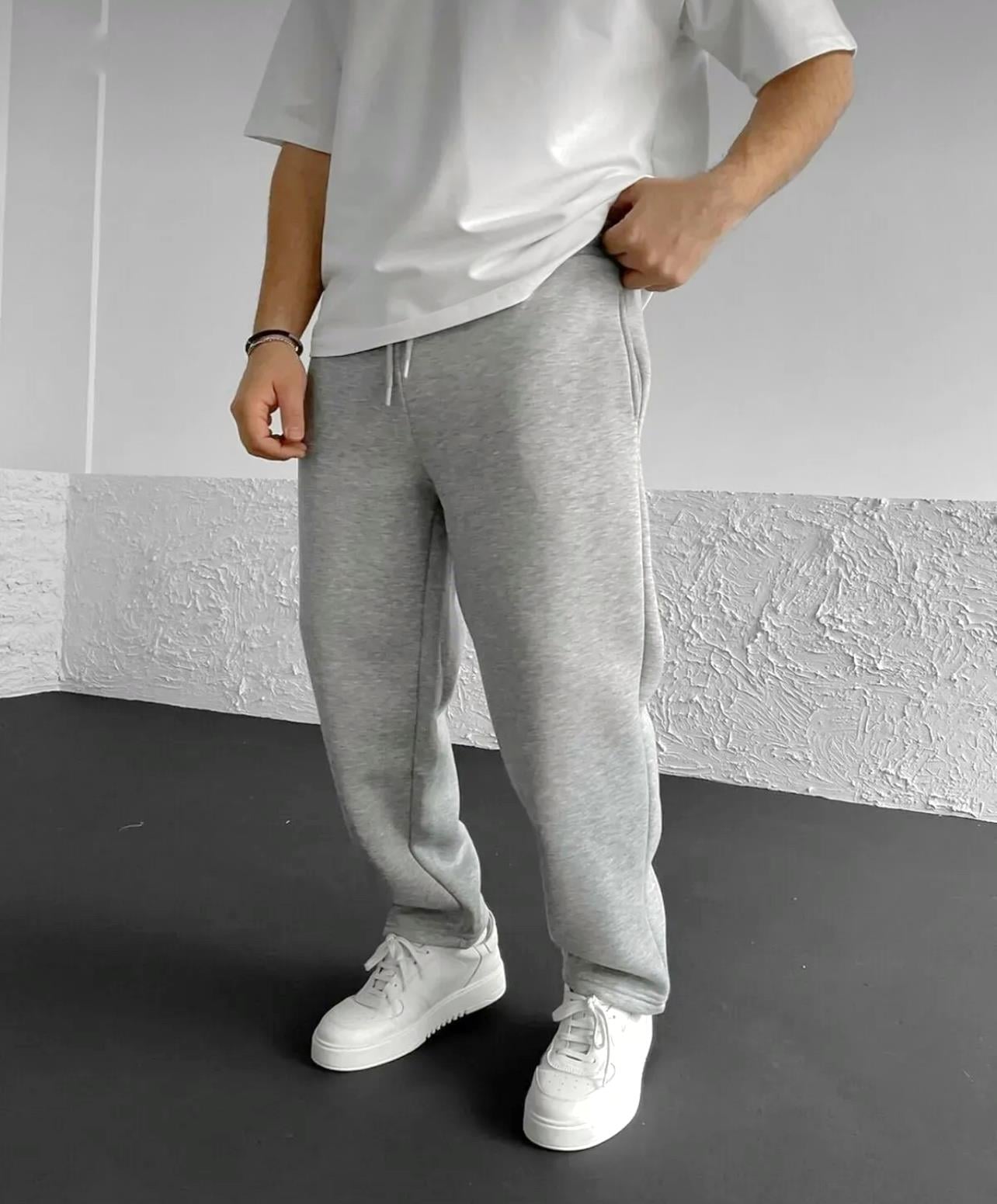 Şardonlu Gri Baggy Basic Eşofman