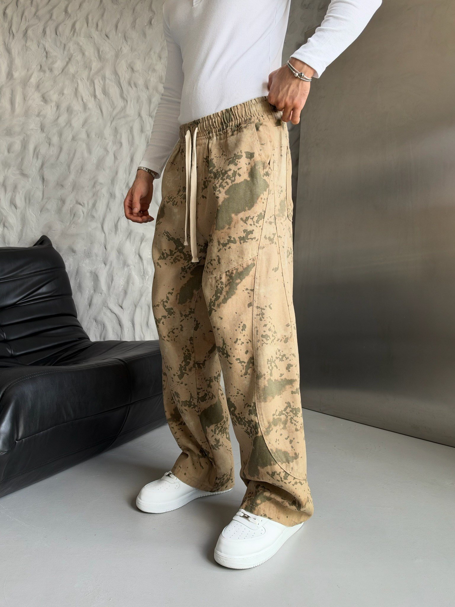 SARI KAMUFLAJ BAGGY PANTOLON