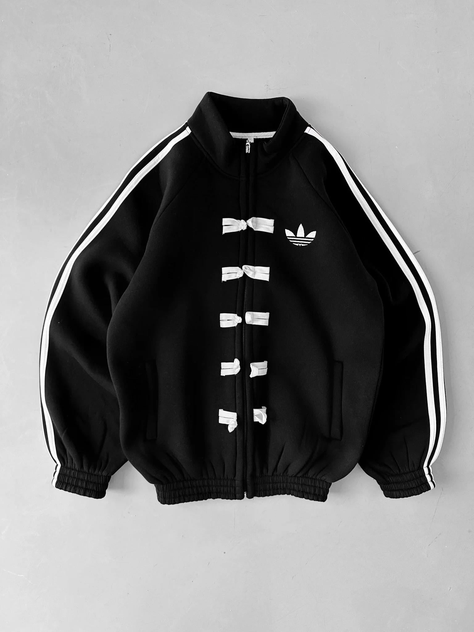 Siyah Adidas Düğme Hırka