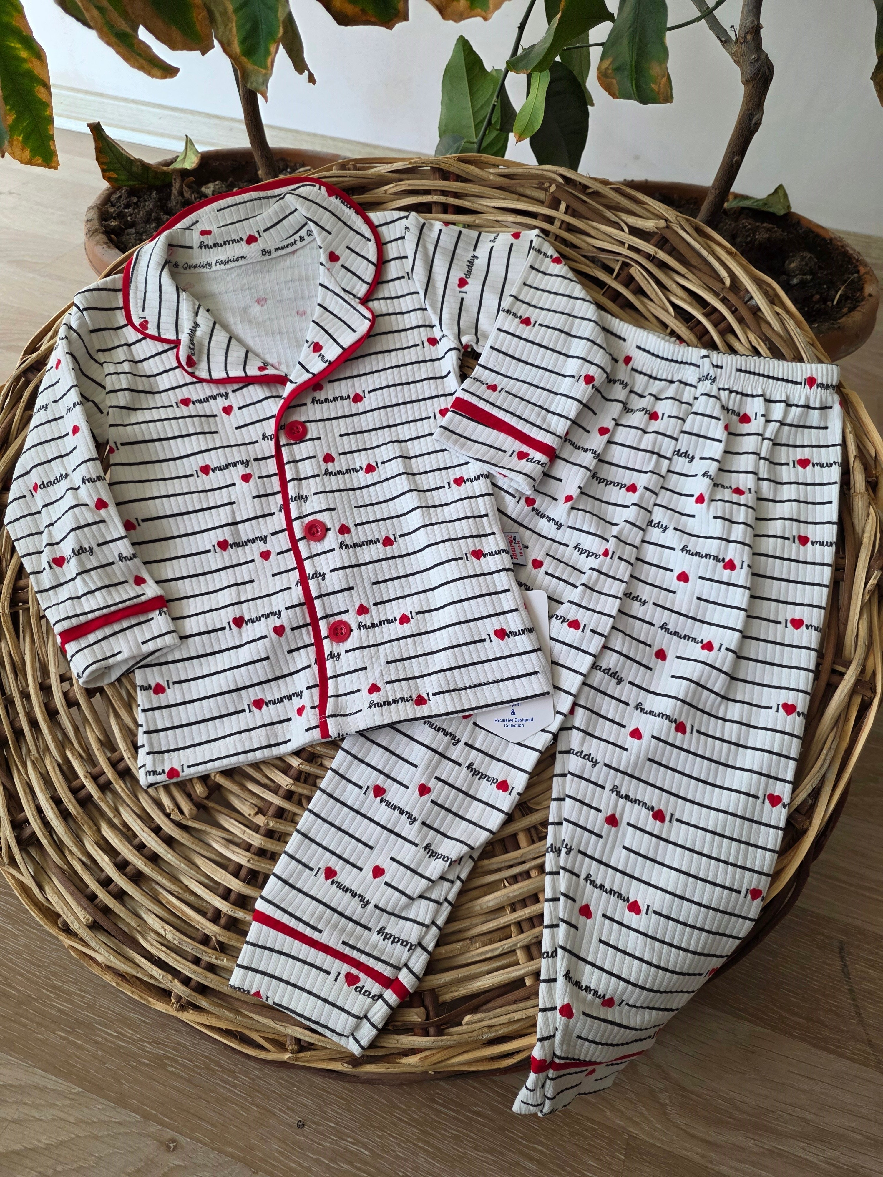 I Love Dad Baskılı Bebek Pijama Takımı Pamuk Rahat Uyku Takımı