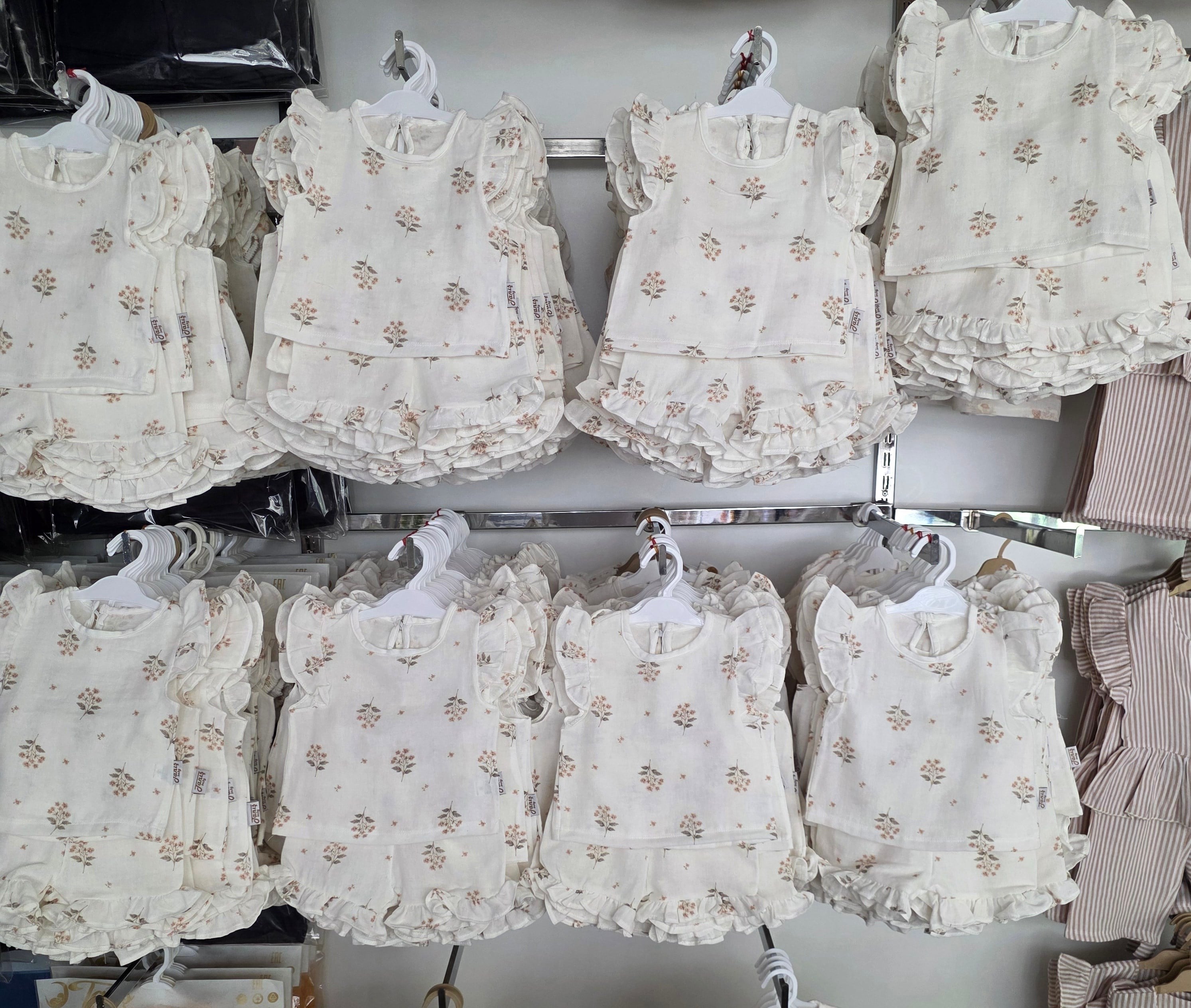 Yeşil Müslin Kız Bebek Takım Fırfır Paça Detaylı 2li Set 9 12 18 24 Ay