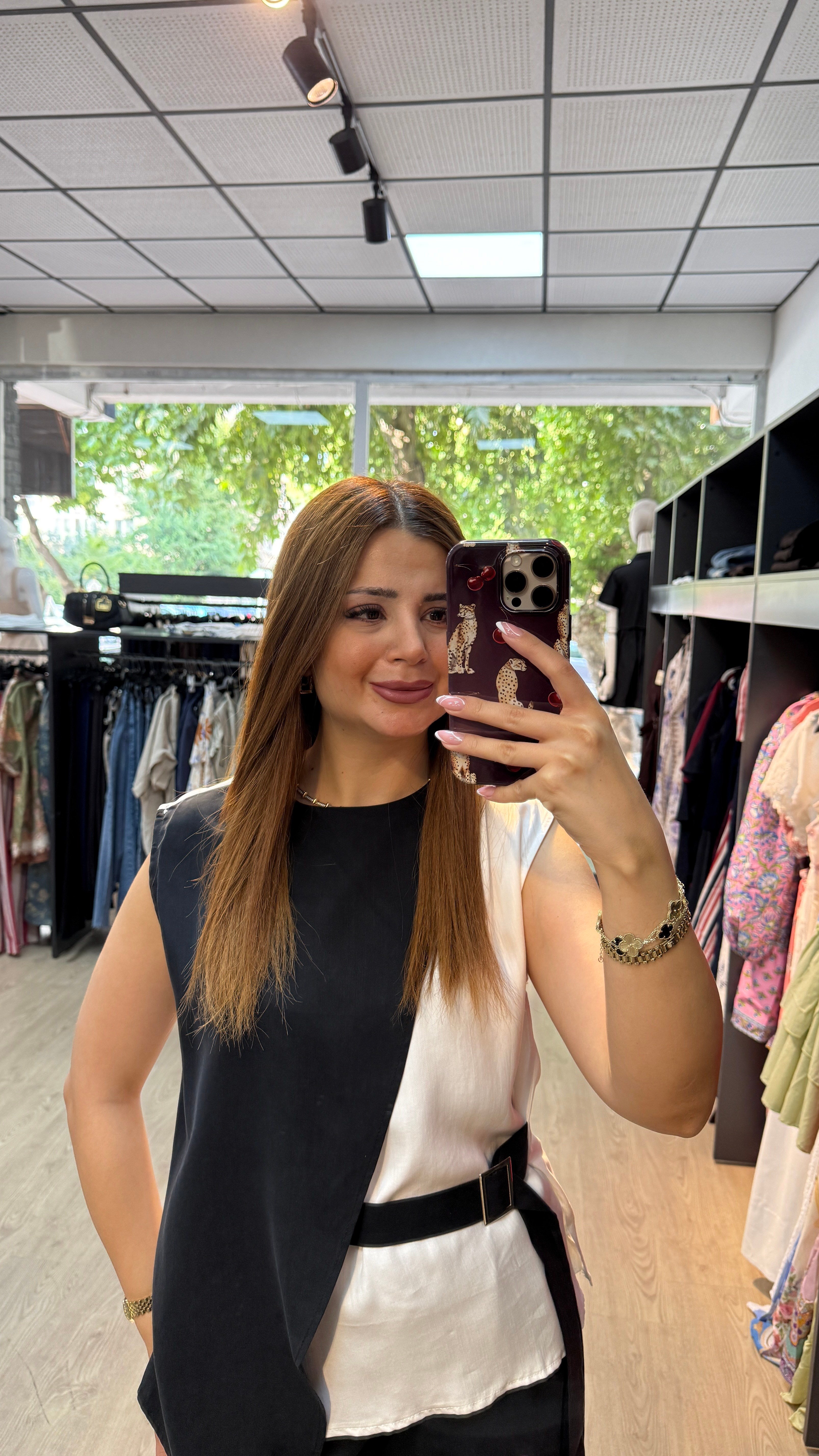 Tensel Kumaş İki Renkli Takım Siyah