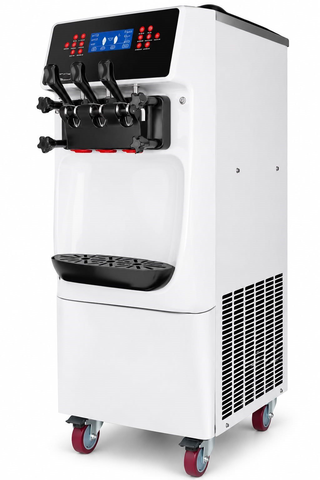 Happyicecream Üç Kollu Soft Dondurma Makinesi 12 lt HPY-120T Tekerlekli 2+1