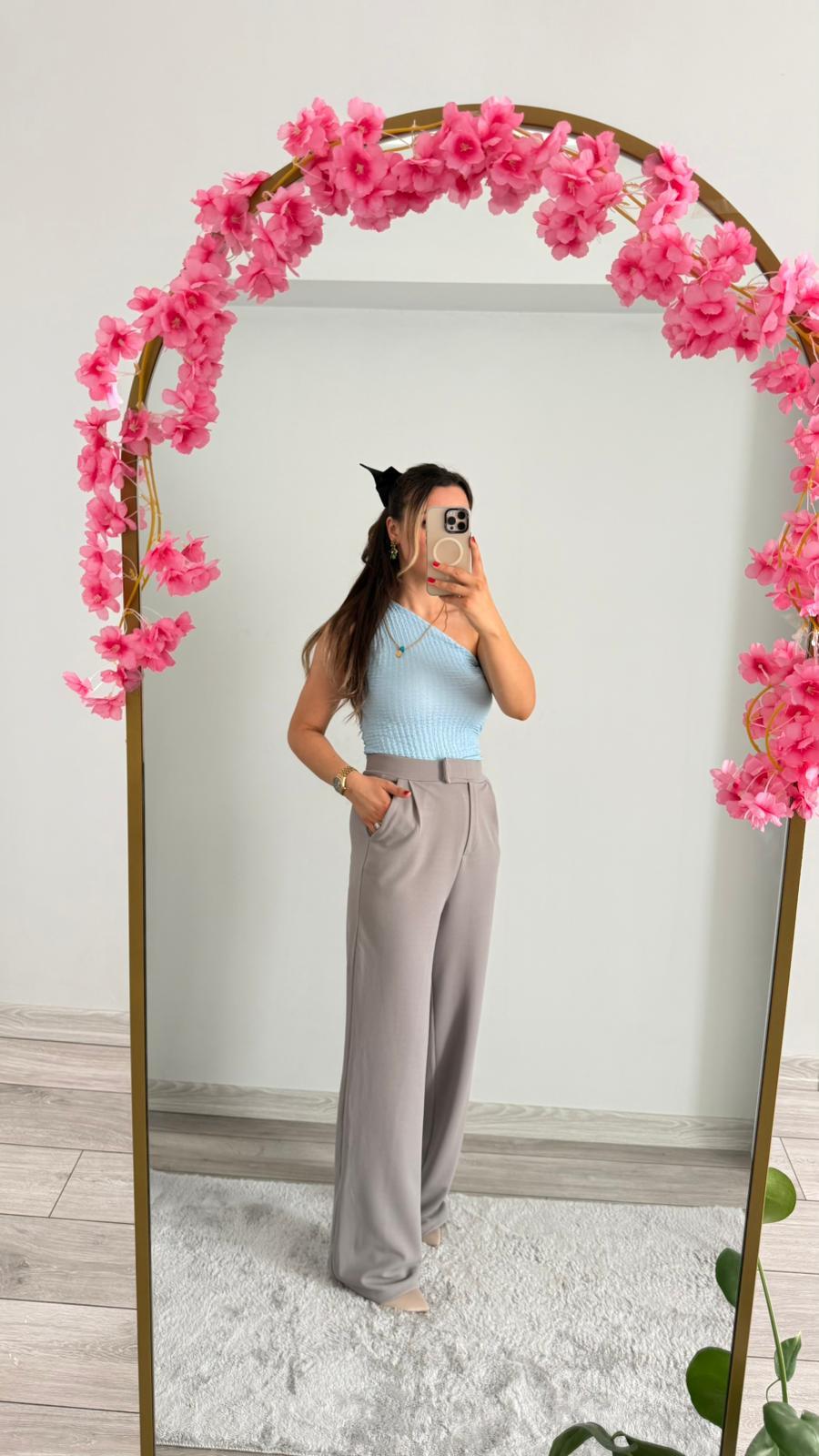 LİKRALI PALAZO PANTOLON GRİ