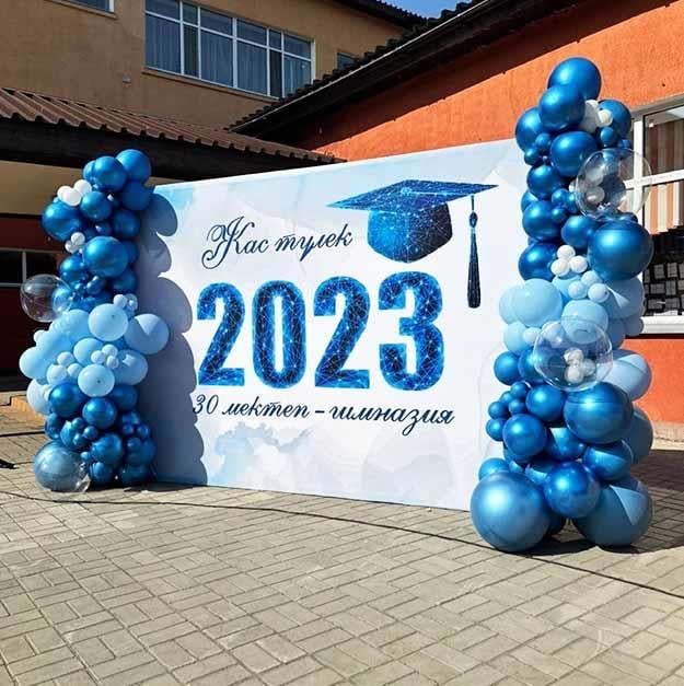 2026 Mezuniyet Sahne Dekoru Mavi Balon Konsept