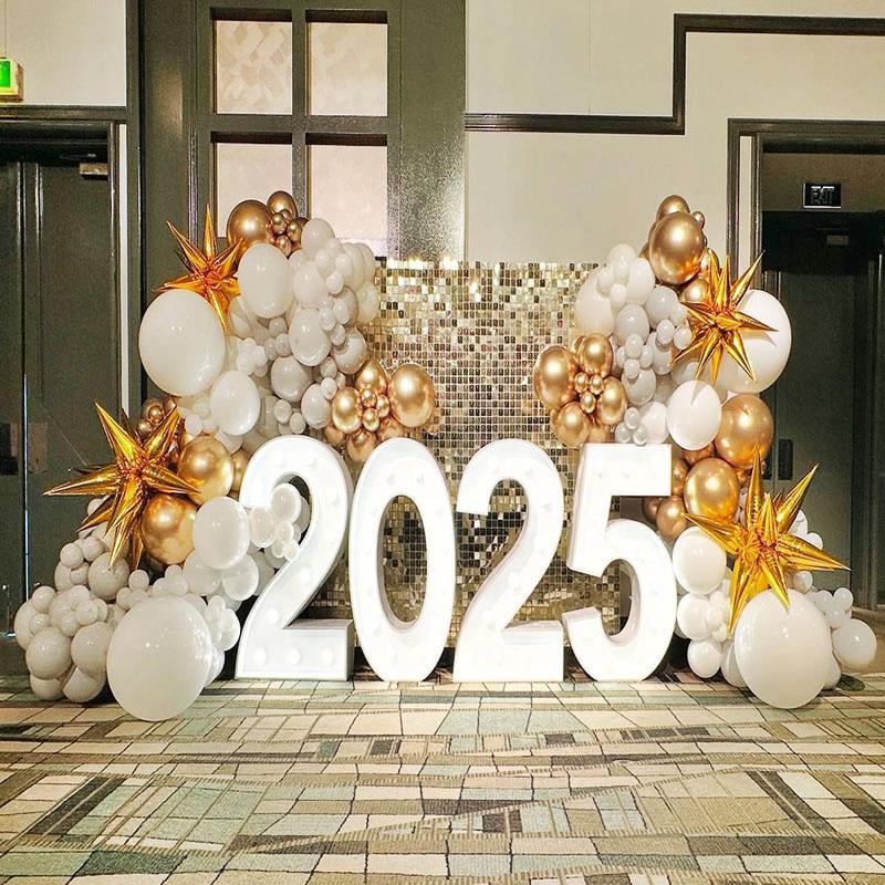 2027 Işıklı Harf Yılbaşı Balon Süsleme