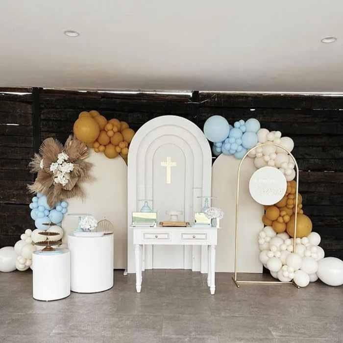Boho Stil Haç Figürlü Vaftiz Balon Dekorasyonu Konsepti