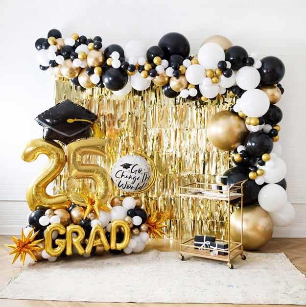 Grand Mezuniyet Balon Aranjmanı Siyah Gold Konsept