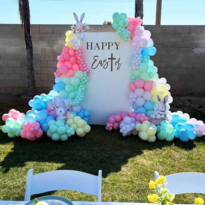 Happy Easter Yazılı Pastel Paskalya Balon Süsleme – Bahçe Konsepti
