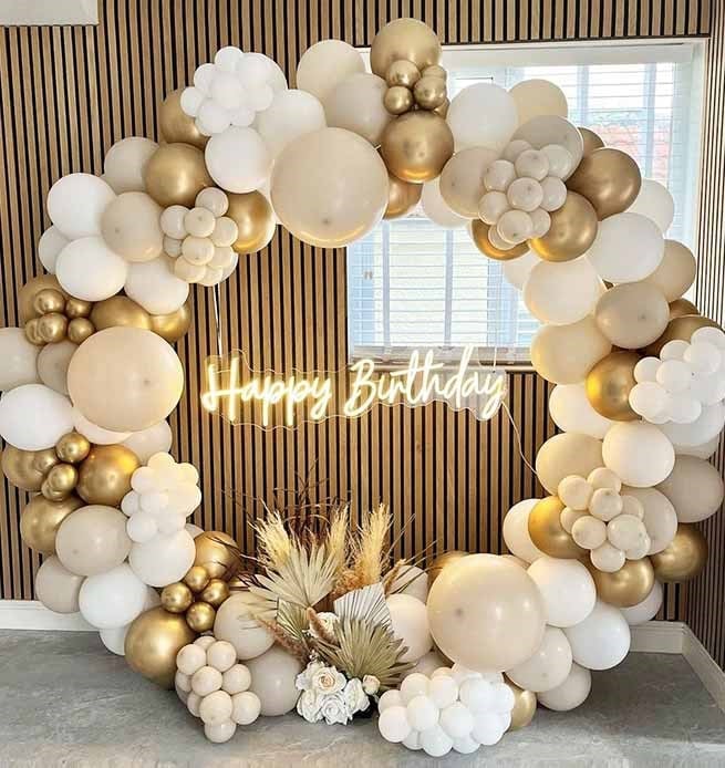 Krem Gold Çember Balon Arka Fon