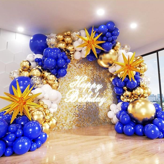 Mavi Gold Yıldızlı Zincir Balon Kurulum Paketi
