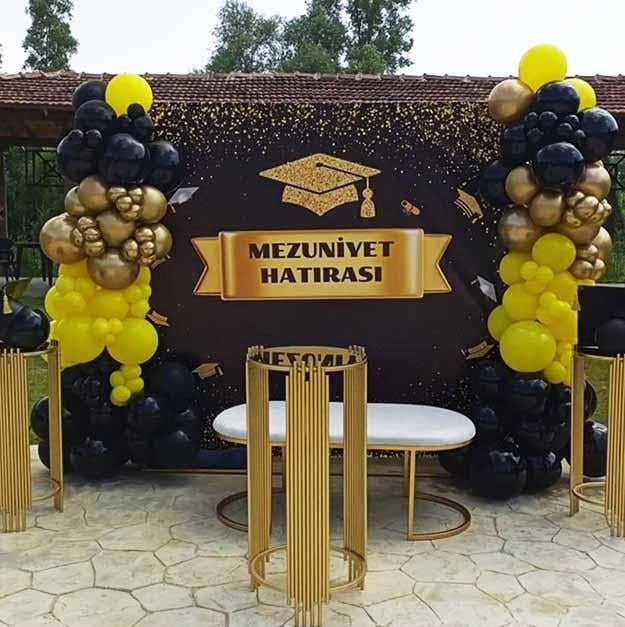 Mezuniyet Hatırası Siyah Gold Sarı Fotoğraf Alanı