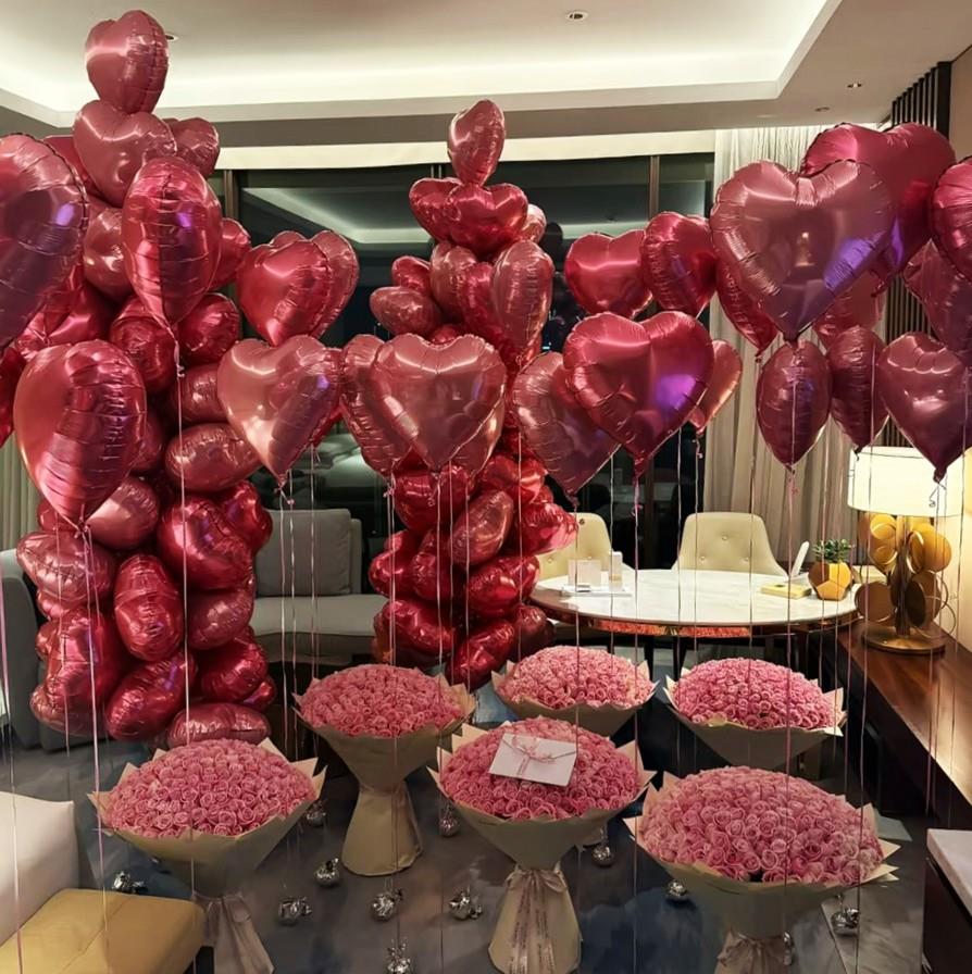 Sevgililer Günü Vip Kalp Balon ve Gül Surprizi