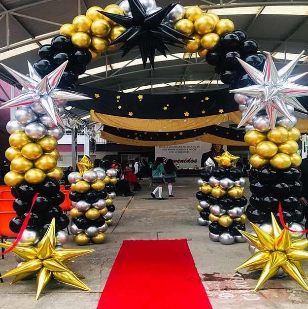Siyah Gold Balon Kemer Mezuniyet Giriş Dekoru