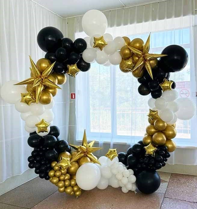 Siyah Gold Çember Balon Arka Fon
