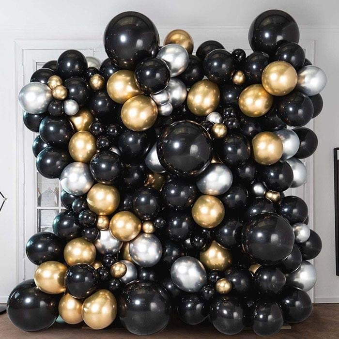 Siyah Gold Gümüş Balon Duvarı