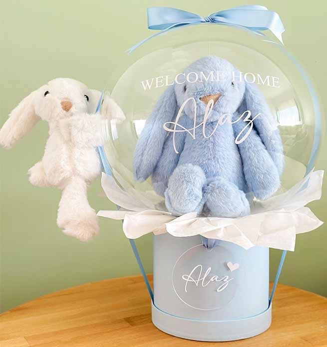 Süslü Balon Kutusu Hediye Erkek Bebek