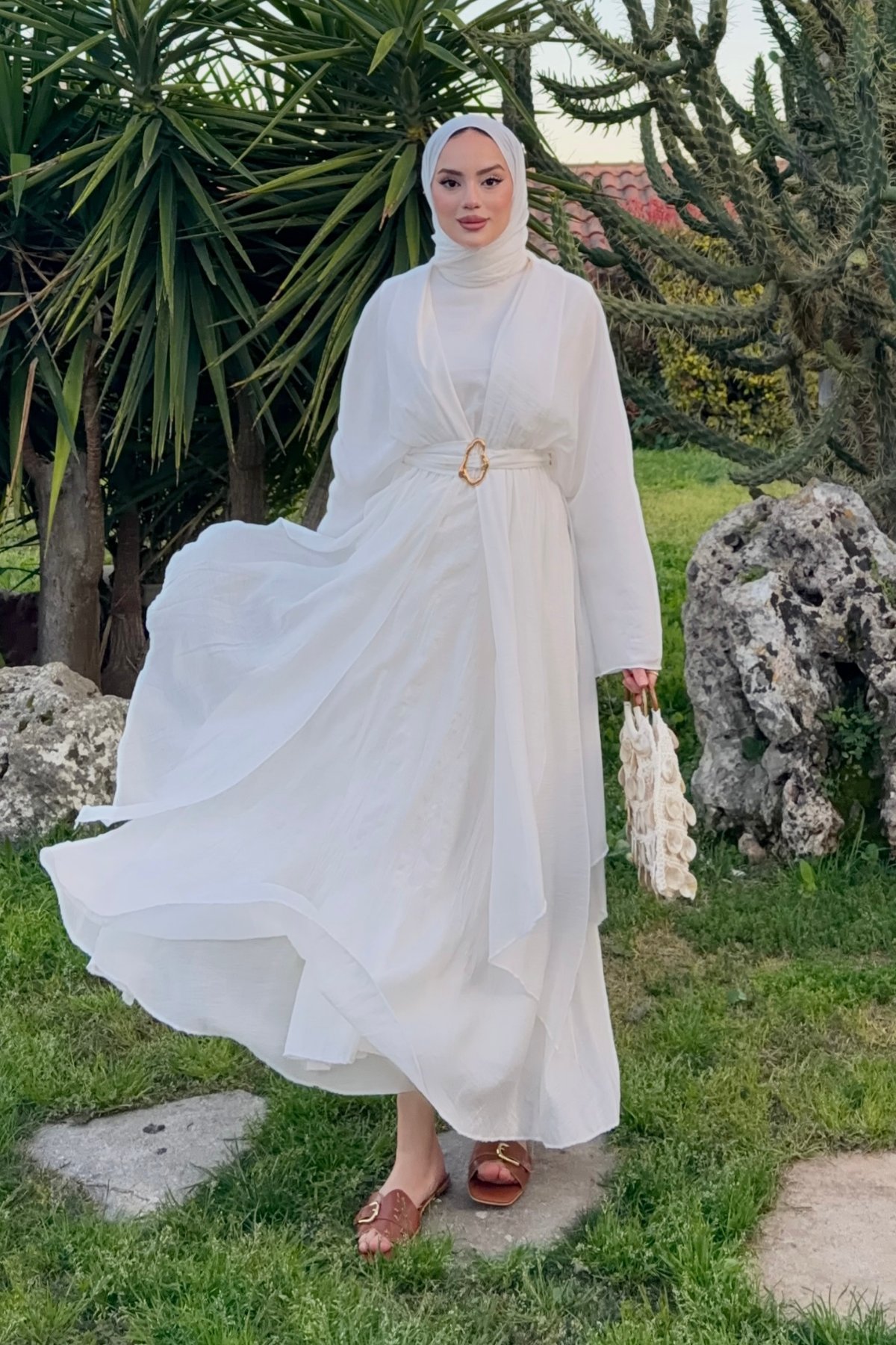 Mozza Elbise - Beyaz