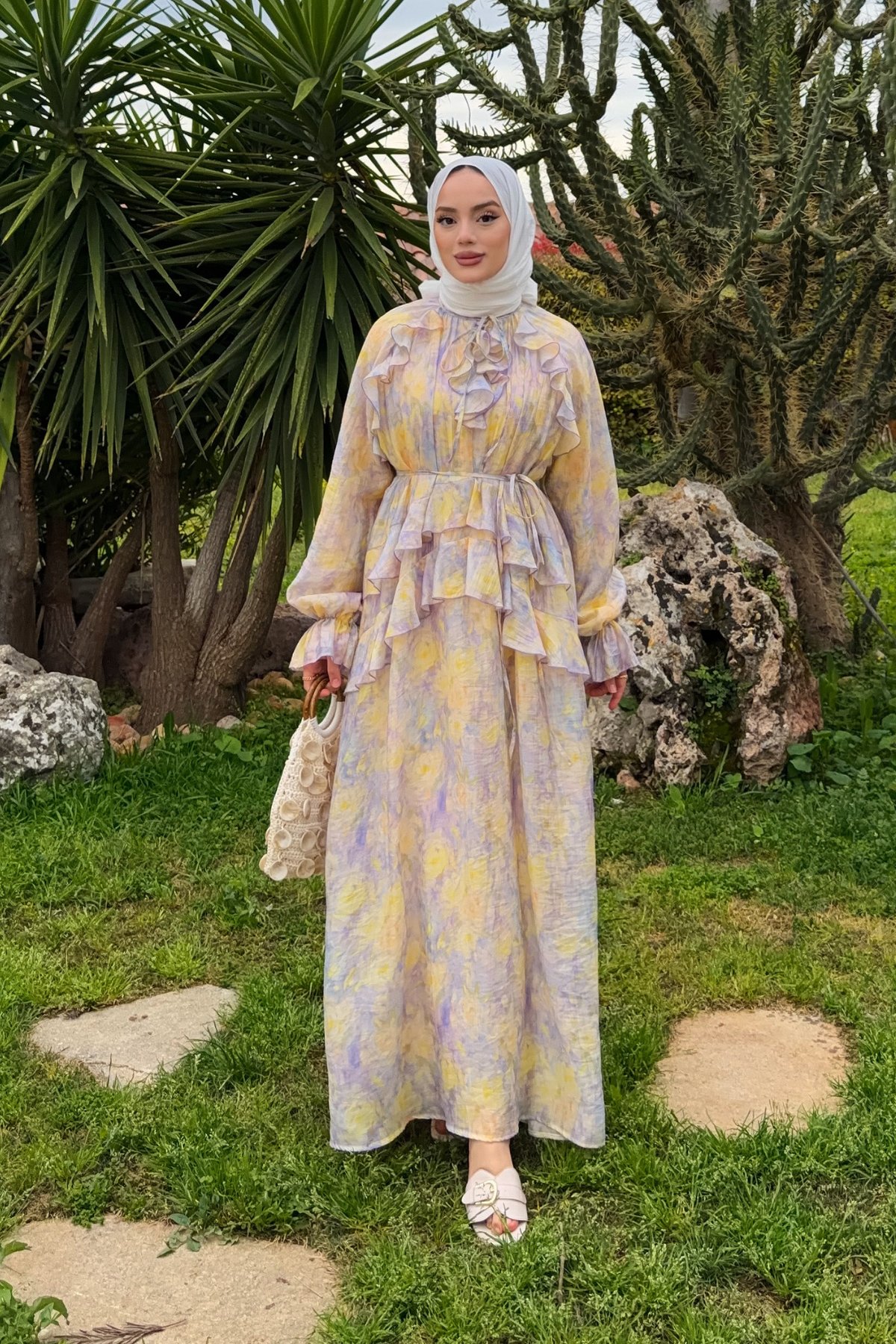 Ruffle Elbise - Lila