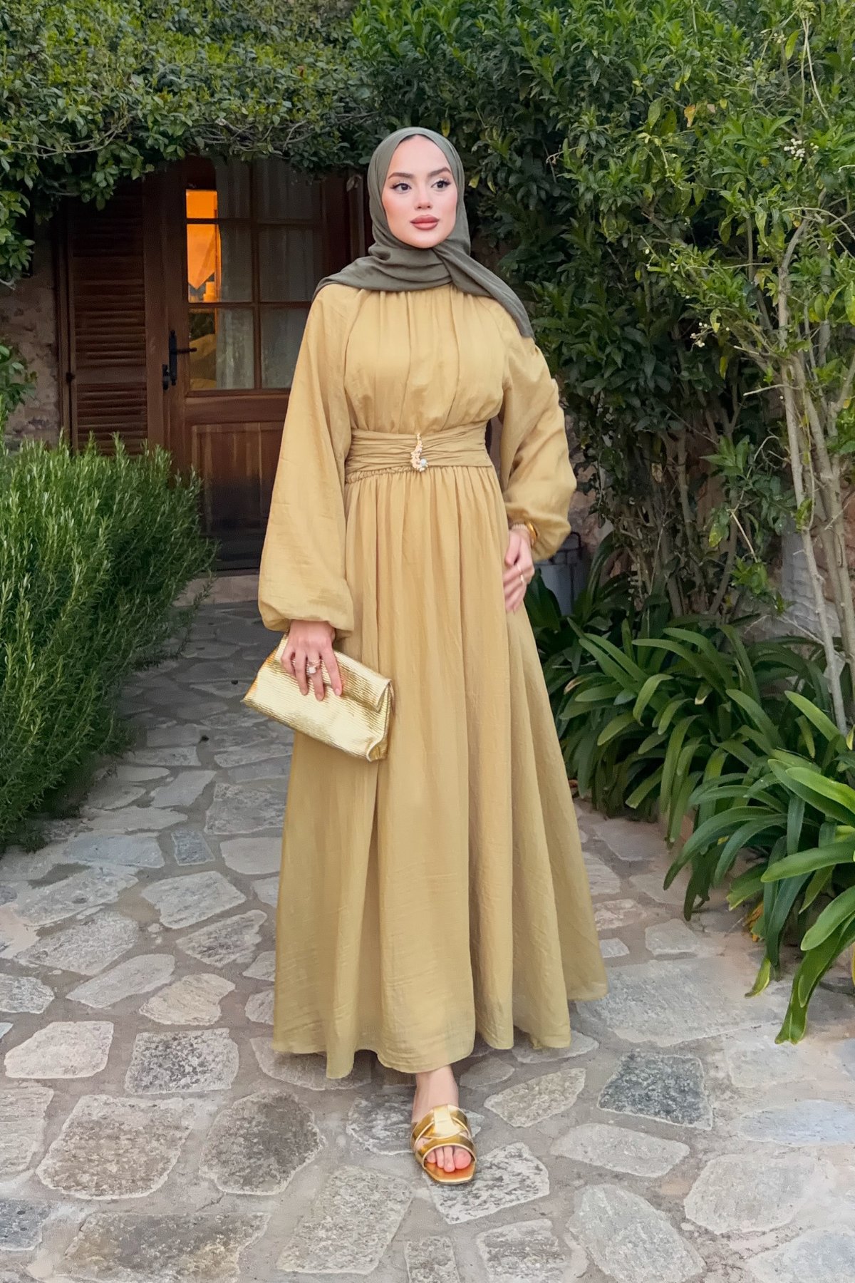 Varda Elbise - Yağ Yeşili