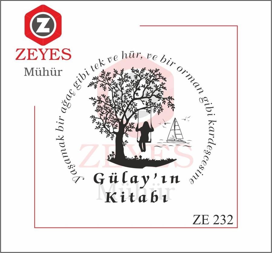 Agaçta Sallanan Kiz Tekne Deniz  Kitap Mührü ZE 232