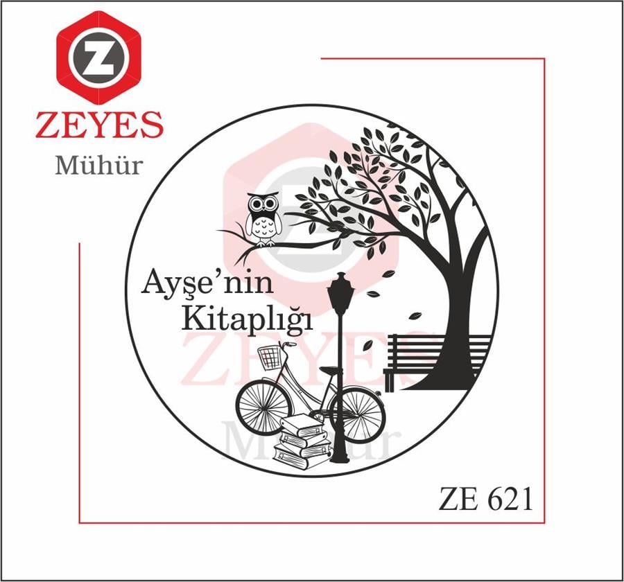 Agaçtaki Baykus ve Bisiklet Kitap Mührü   ZE 621