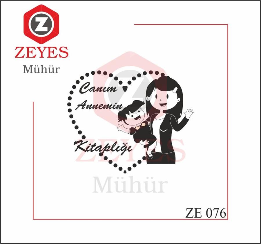 Anne Sevgisi Kalpli Çerçeveli Kitap Mührü ZE 076