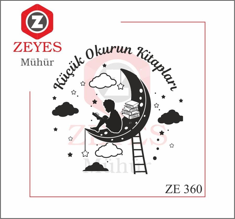 Ayda Kitap Okuyan Erkek Çocuk Kitap Mührü  ZE 360