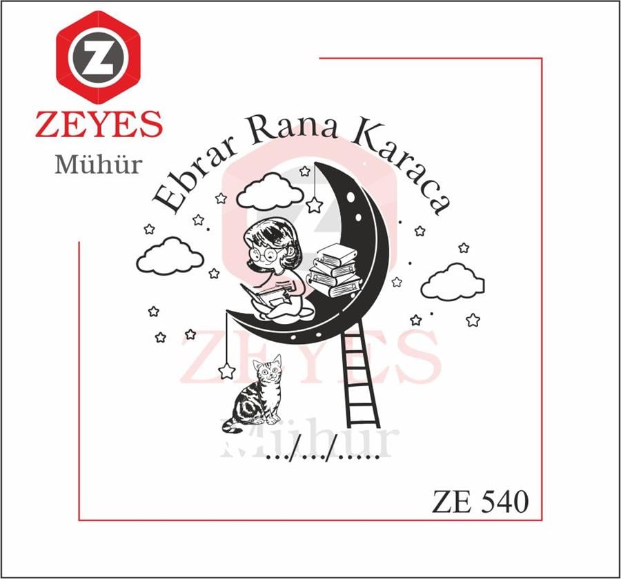 Ay'da Kitap Okuyan Kiz Kitap Mührü   ZE 540
