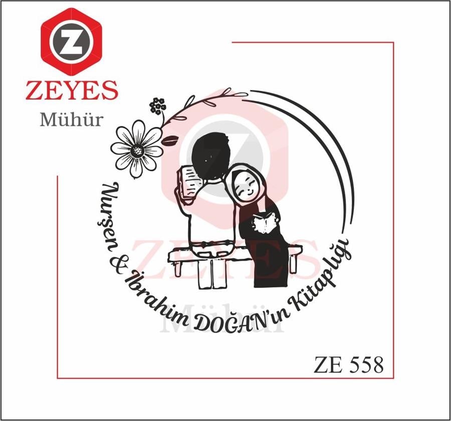Bankta Kitap Okuyan Mutlu Çift  Kitap Mührü   ZE 558