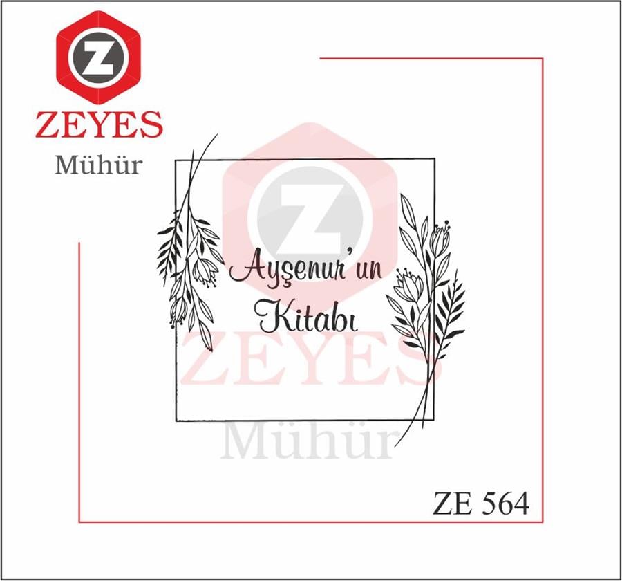 Çiçek Çerçeveli Kitap  Mührü   ZE 564