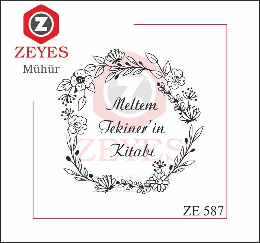 Çiçek Çerçeveli  Kitap Mührü   ZE 587