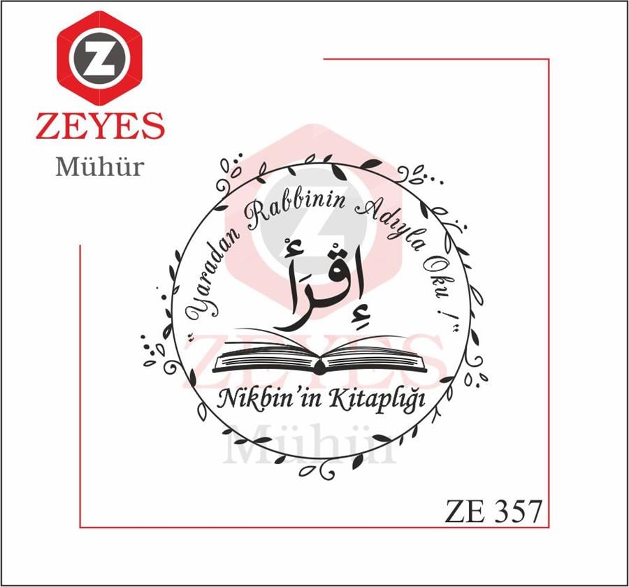 Çiçek Çerçeveli Kitap ve Ikra Hat Yazili Kitap Mührü  ZE 357