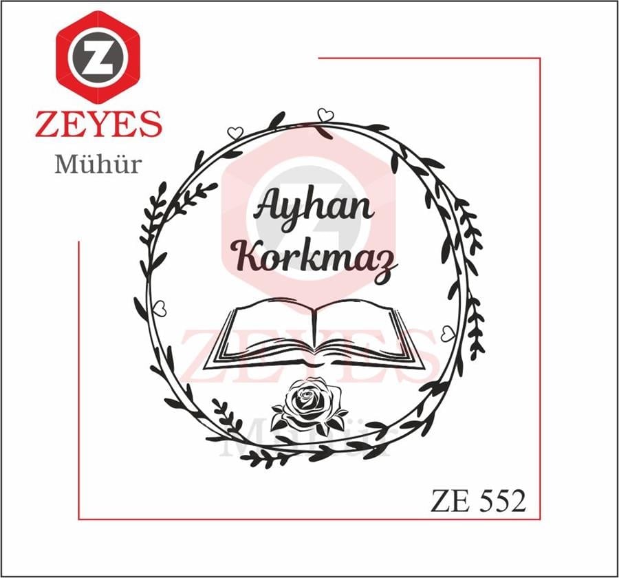 Gül ve Çiçek Çerçeveli  Kitap Mührü   ZE 552