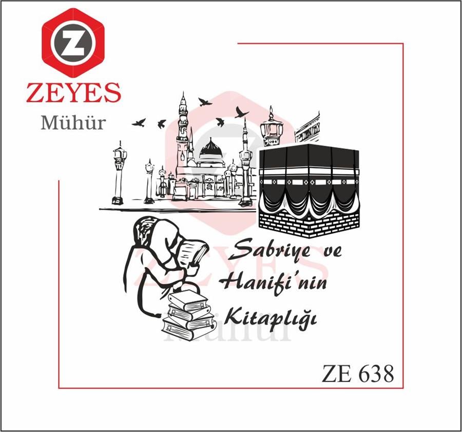 Kabe ve Mescid-i Nebeviye Karsi Kitap Okuyan Çift Mührü   ZE 638