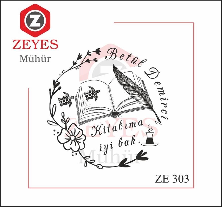 Kaplumbagalar Çiçek Kitap ve Çay Kitap Mührü  ZE 303