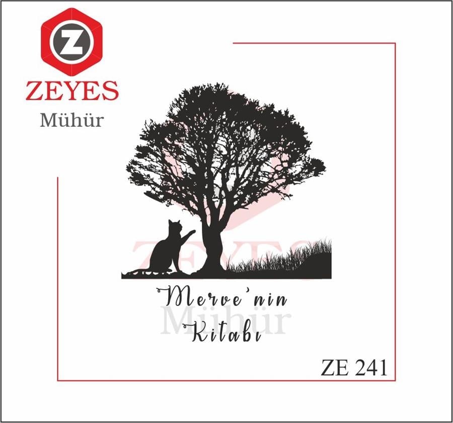 Kedi ve Agaç  Kitap Mührü ZE 241