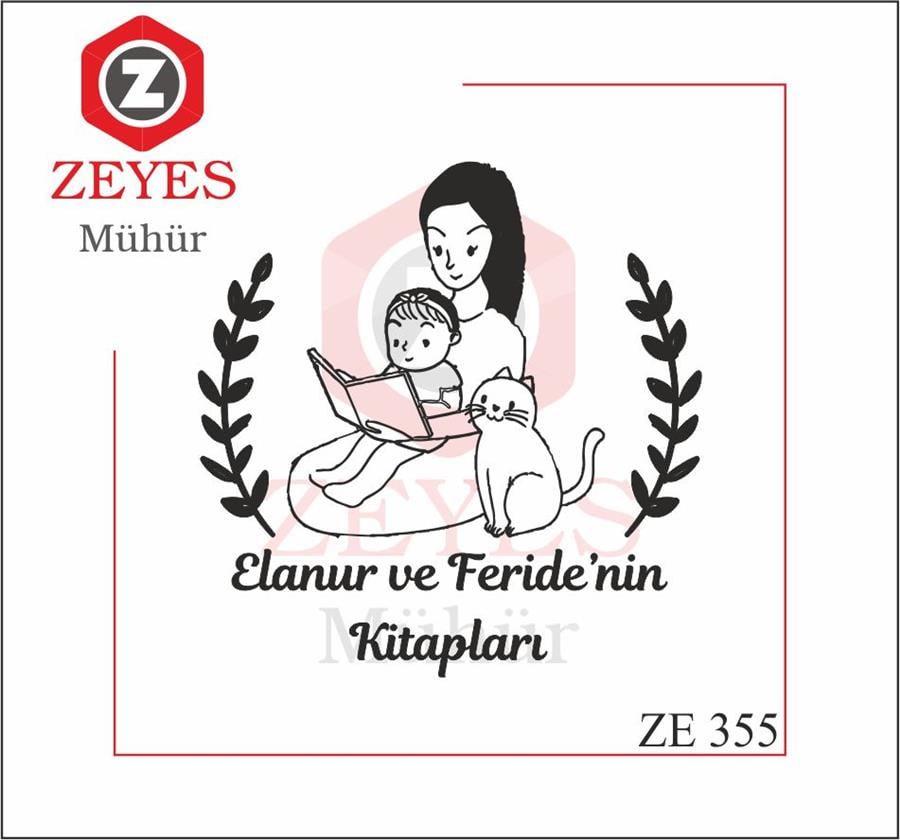 Kitap Okuyan Anne ve Çocugu Kitap Mührü ZE 355