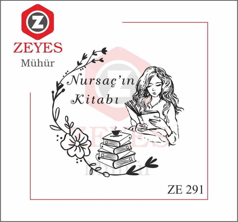 Kitap Okuyan Kiz ve Çiçekler Kitap Mührü  ZE 291