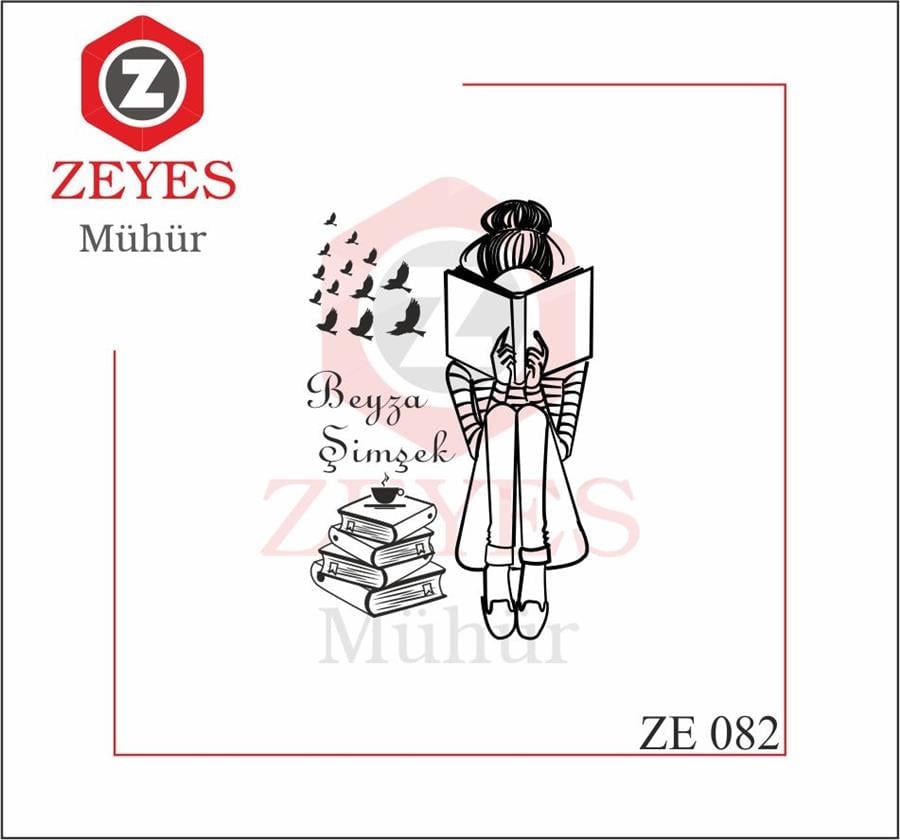 Kitap Okuyan Kiz ve  Uçusan Kuslar ile Kitap Mührü  ZE 082