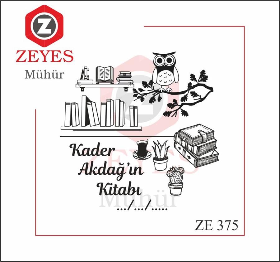 Kitaplik ve Baykus Kitap Mührü  ZE 375