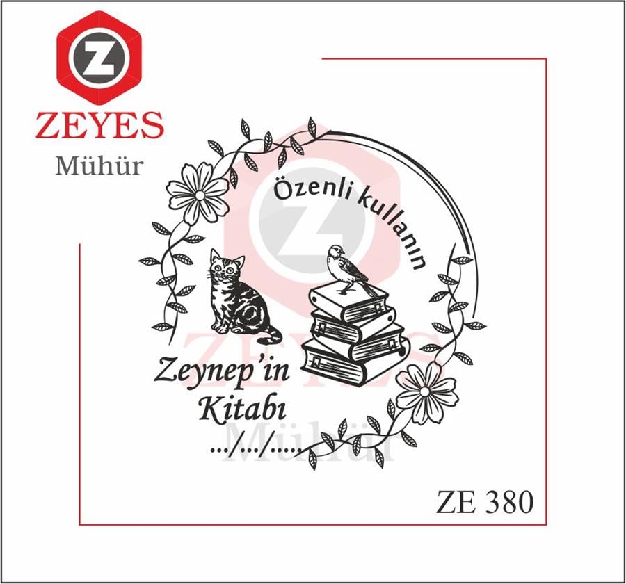 Kus, Kedi Çiçek Çerçeveli Kitap  Mührü  ZE 380